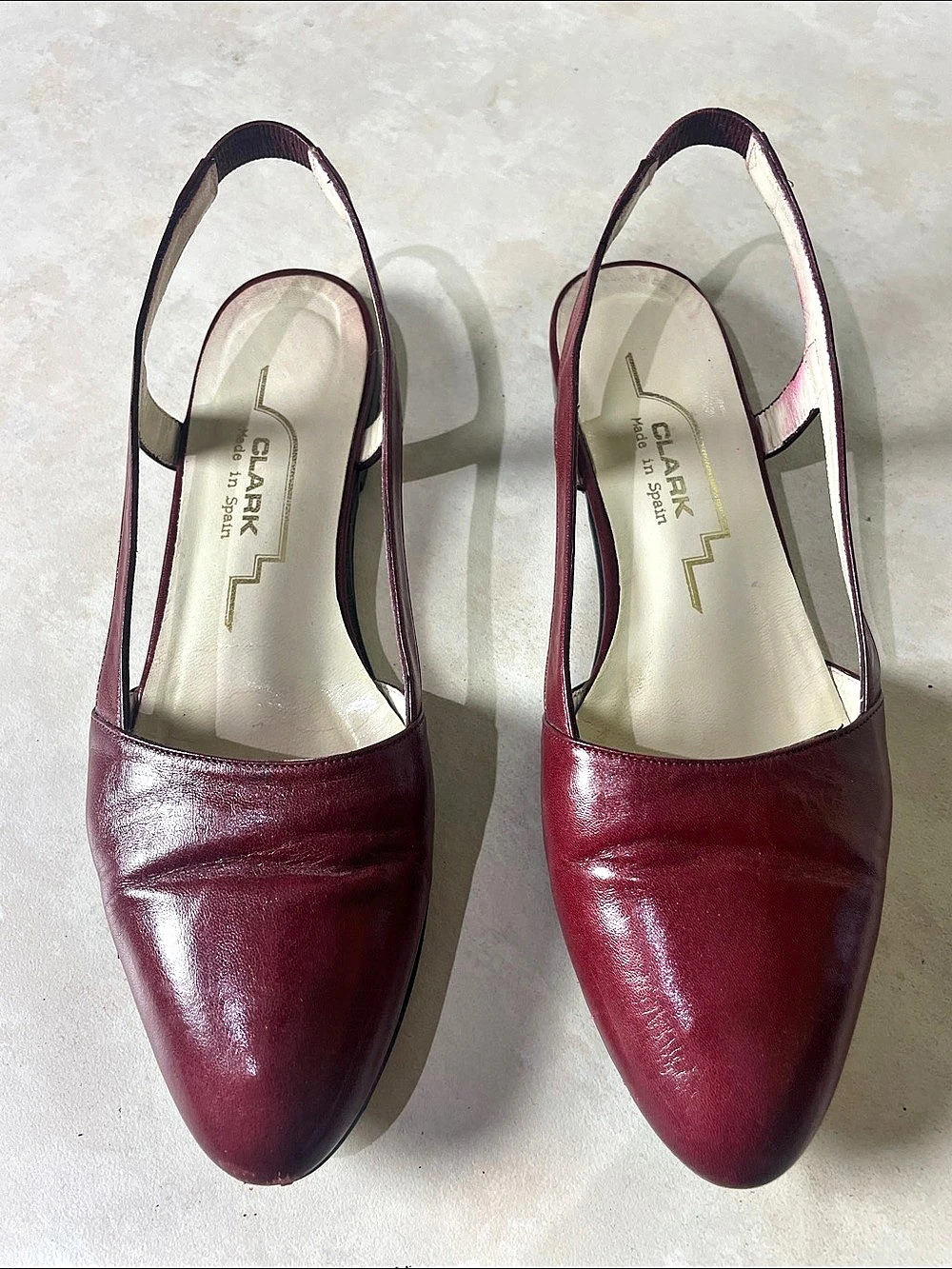 Clark Burgundy Slingback Heels Size 7
